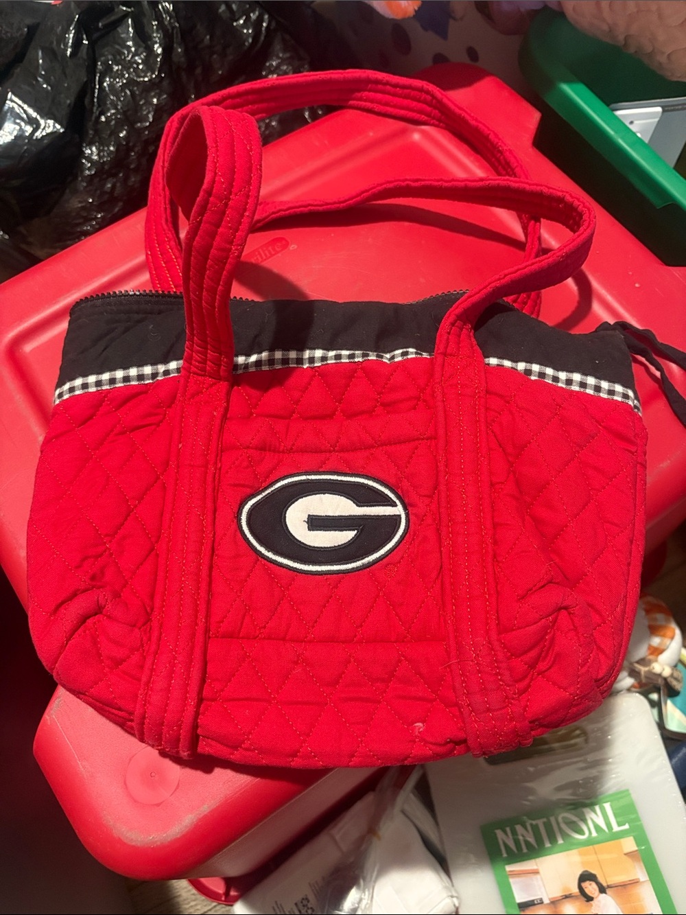 University Team Red Quilted Tote Bag